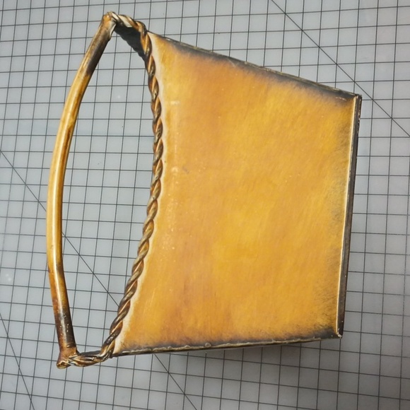 VTG 23" Metal Planter Box Rustic Ochre w/ Rope Cord Trim Detail - Picture 5 of 11